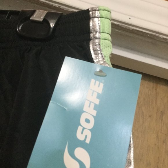 NWT Soffe Low rise lined black and green with silver trim size large - Picture 5 of 6